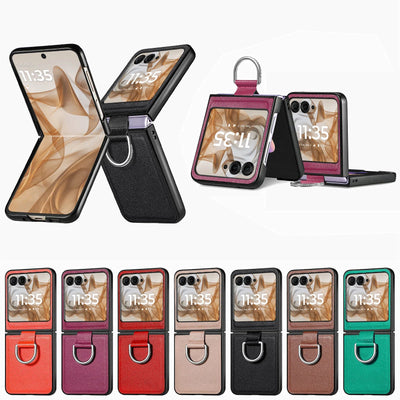 Compatible with Motorola Razr50Ultra phone case/lychee pattern all-inclusive ring/MOTO Razr60 protective case - A store full of imaginative ideas 