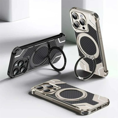 Aluminum Alloy Frameless 360 ° Magnetic Ring Holder Phone Case