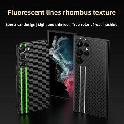Business plain leather Samsung S24Ultra mobile phone case ultra-thin for S23PLUS protective case s23 fluorescent s23 + - A store full of imaginative ideas 